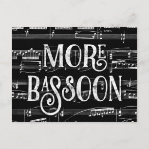More Bassoon Chalkboard - Black White Music Postcard