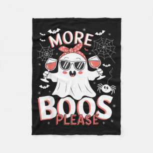 More Boos Ghost Wine Halloween Drinking Costume Fleece Blanket