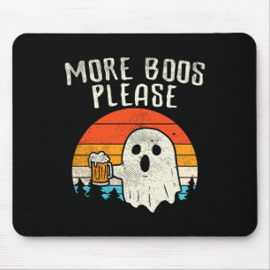 More Boos Please Ghost Beer Retro Halloween Drinki Mouse Mat