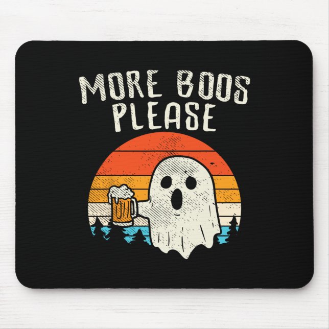 More Boos Please Ghost Beer Retro Halloween Drinki Mouse Mat (Front)