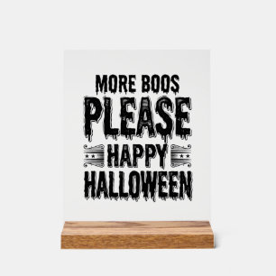 More Boos Please Vintage Halloween Typography Desi Acrylic Sign