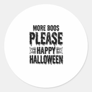 More Boos Please Vintage Halloween Typography Desi Classic Round Sticker