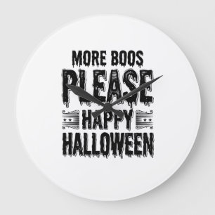 More Boos Please Vintage Halloween Typography Desi Large Clock