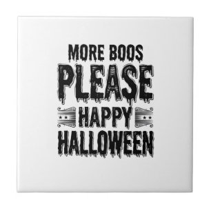 More Boos Please Vintage Halloween Typography Desi Tile
