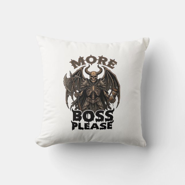 More Boss Please Halloween Demon Skeleton Axe Hour Cushion (Front)