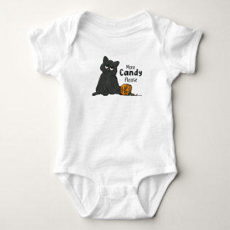 More Candy Please Halloween Black Cat Baby Bodysuit