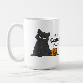 More Candy Please Halloween Black Cat Coffee Mug
