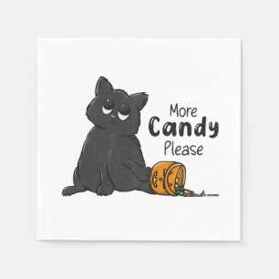 More Candy Please Halloween Black Cat Napkin
