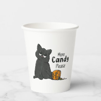 More Candy Please Halloween Black Cat Paper Cups