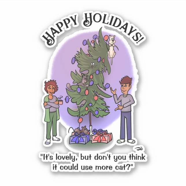 More Cat Christmas Custom Sticker (Front)