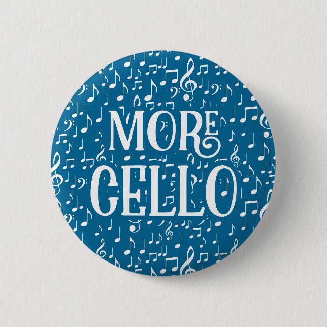 More Cello - Blue White Music 6 Cm Round Badge (Front)