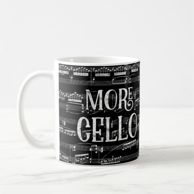 More Cello Chalkboard - Black White Music Coffee Mug (Left)
