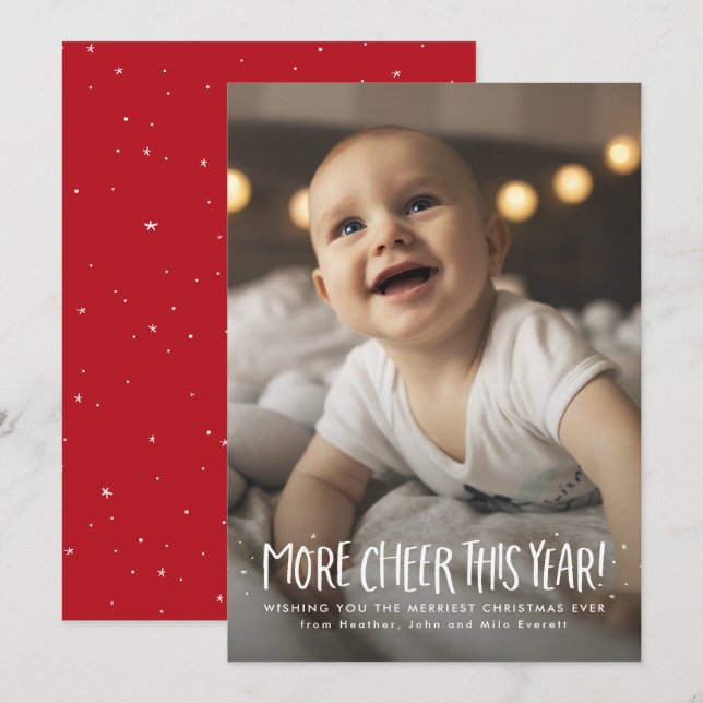 More cheer this year cute one photo Christmas Holiday Card (Front/Back)