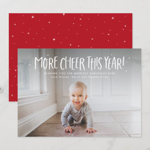 More cheer this year fun cute one photo Christmas Holiday Card