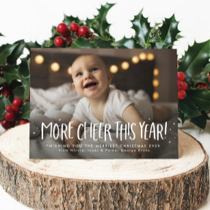More cheer this year fun cute one photo Christmas Holiday Postcard