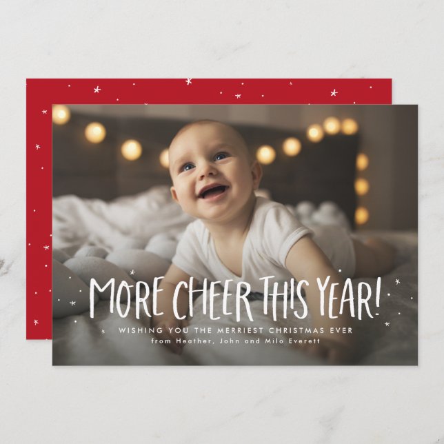 More cheer this year fun one photo Christmas Holiday Card (Front/Back)