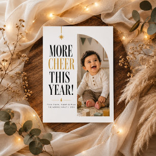 More Cheer This Year Gold Arch Photo Christmas Holiday Card
