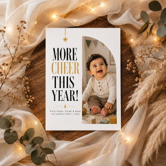 More Cheer This Year Gold Arch Photo Christmas Holiday Card
