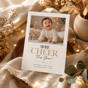 More Cheer This Year Gold One Photo Christmas Holiday Card