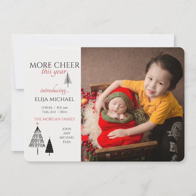 More Cheer This Year Photo Birth Announcement (Front)