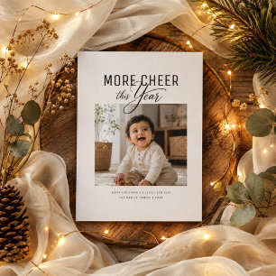 More Cheer This Year Script Typography Christmas Holiday Card