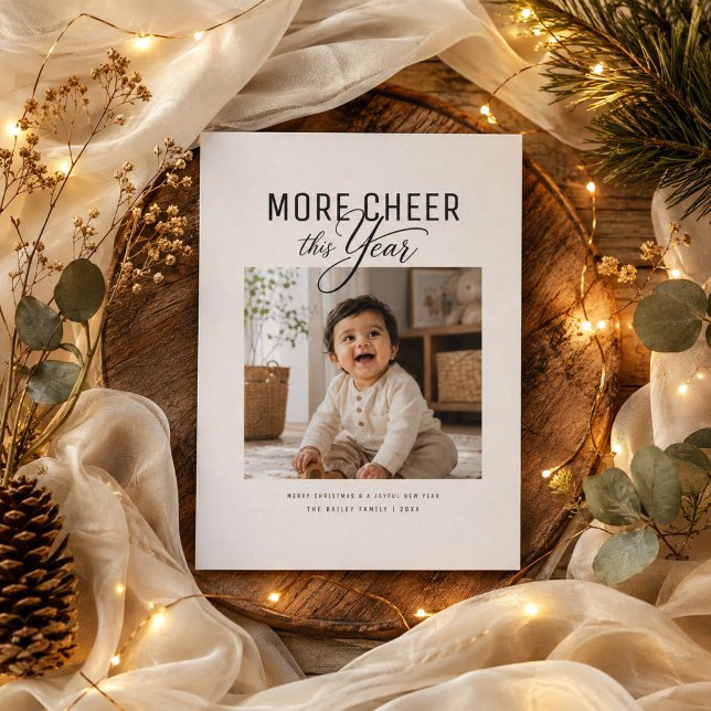 More Cheer This Year Script Typography Christmas Holiday Card (Creator Uploaded)