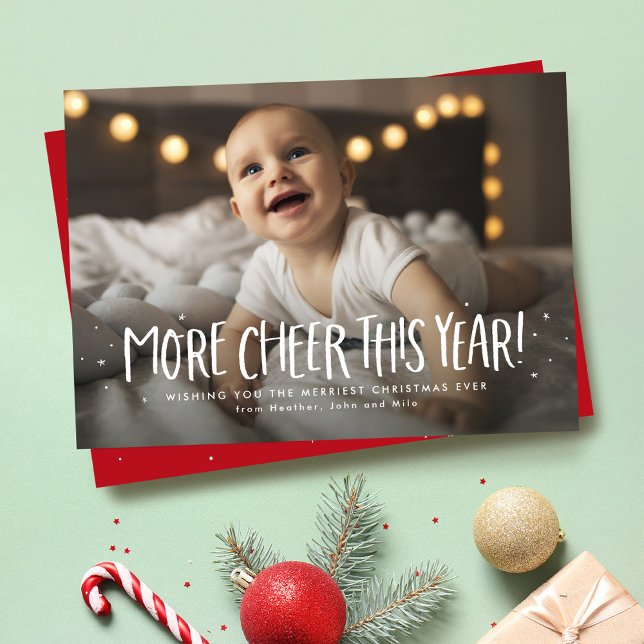 More cheer two photo Christmas birth announcement (Creator Uploaded)