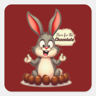 More Chocolate – Funny Easter Bunny - Autocolante Square Sticker