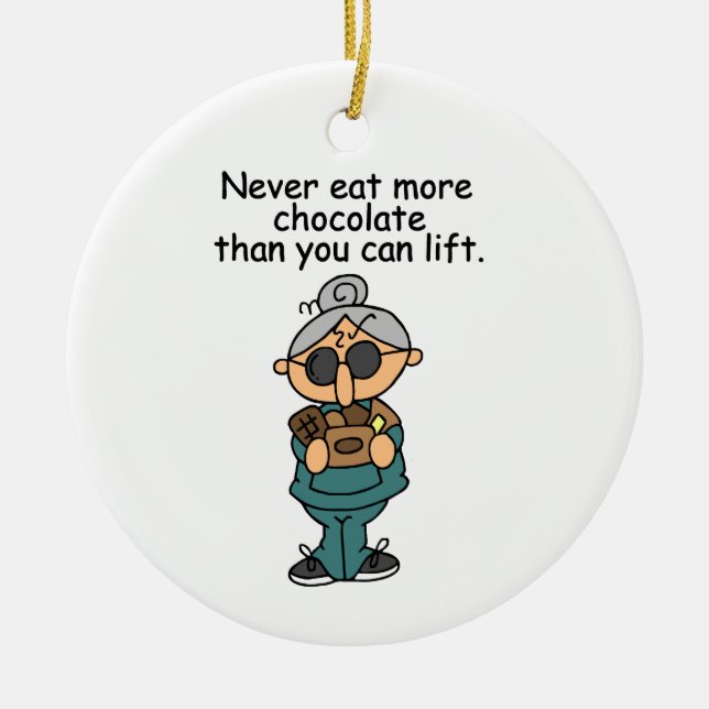 More Chocolate Humour Ceramic Tree Decoration (Front)