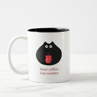 More coffee less worries Two-Tone coffee mug
