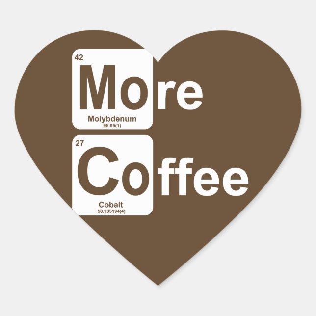 More Coffee Periodic Table Heart Sticker (Front)