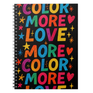 More Colour More Love Playful Rainbow Typography D Notebook