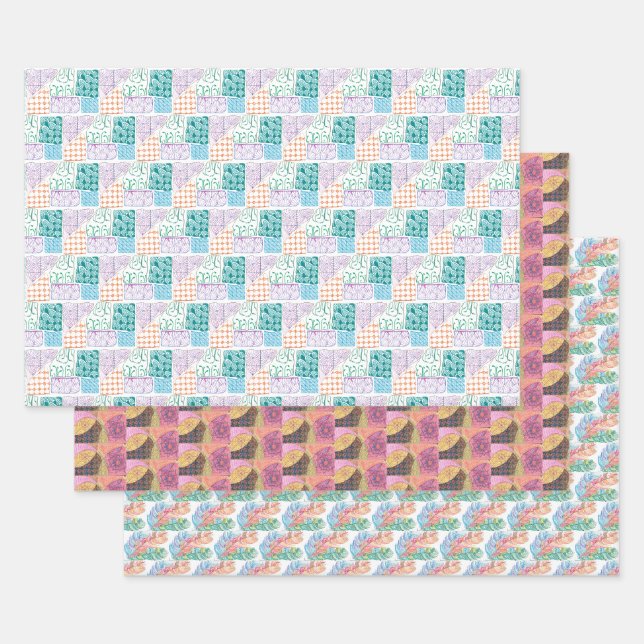 More doodles wrapping paper sheet (Set)