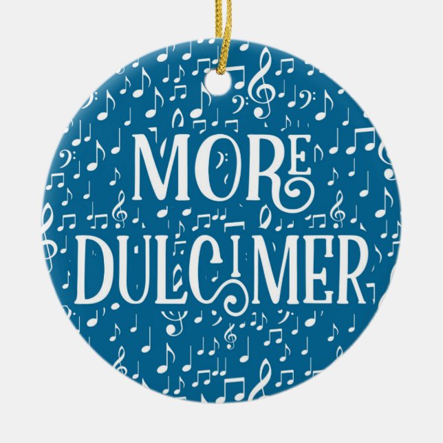 More Dulcimer - Blue White Music Ceramic Tree Decoration (Front)