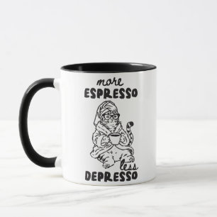 More Espresso Less Depresso Cat Coffee Mug