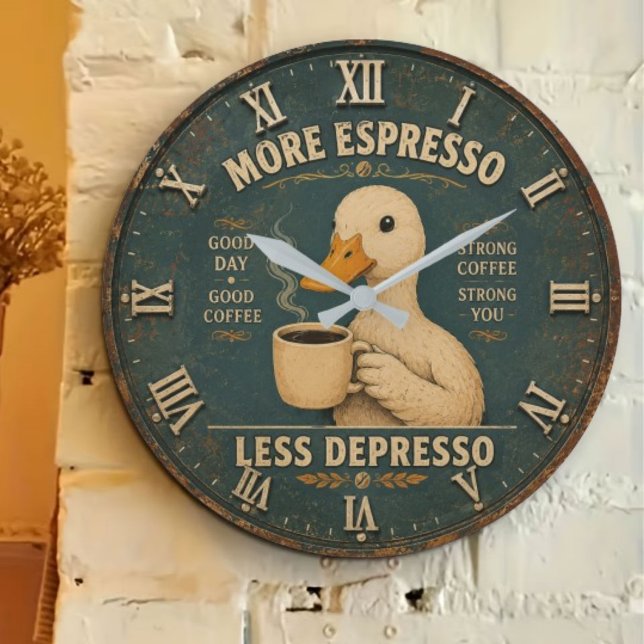 More Espresso Less Depresso Coffee Lover Large Clock (Creator Uploaded)