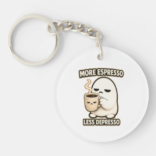 More Espresso Less Depresso Cute Coffee Character Key Ring