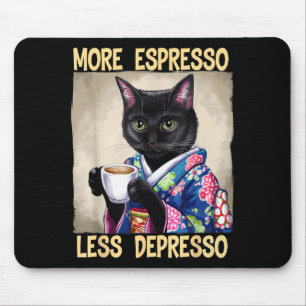More Espresso Less Depresso Japanese Art Funny Cat Mouse Mat