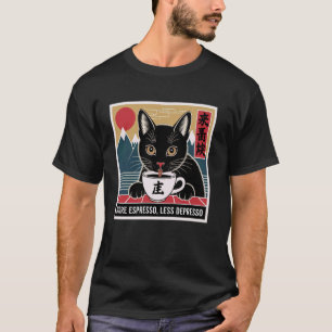 More Espresso Less Depresso Retro Nostalgic Cat Ja T-Shirt