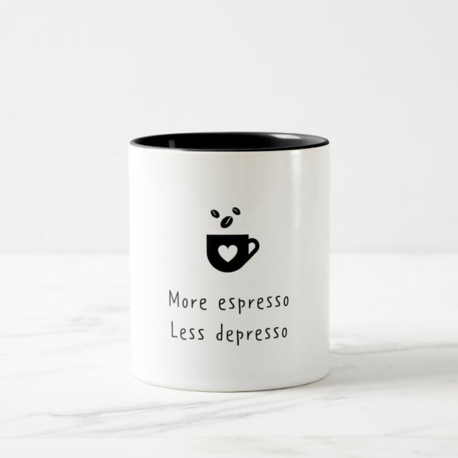 MORE ESPRESSO LESS DEPRESSO Two-Tone COFFEE MUG (Center)