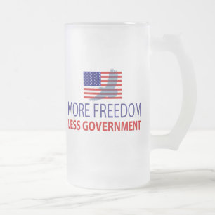 More Freedom Less Government Frosted Glass Beer Mug