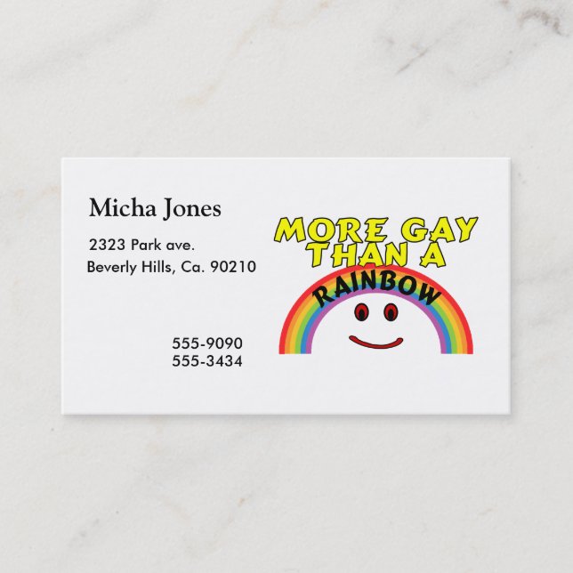 More Gay Than A Rainbow Business Card (Front)