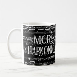 More Harmonica Chalkboard - Black White Music Coffee Mug