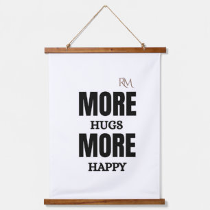 More Hugs More Happy Cute Positive Design Hanging Tapestry