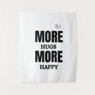 More Hugs More Happy Cute Positive Design Tapestry