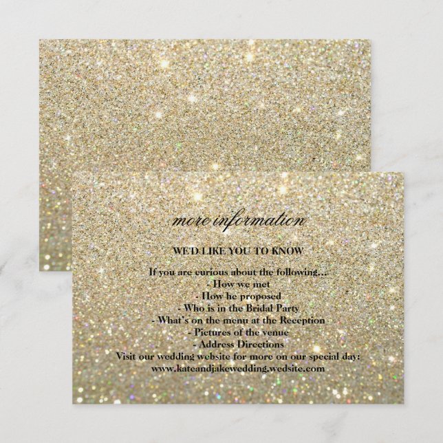 More Info Wedding Card - Gold Glit Fab (Front/Back)