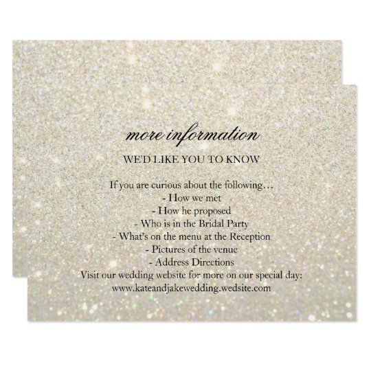 More Info Wedding Card - White Gold Glit Fab