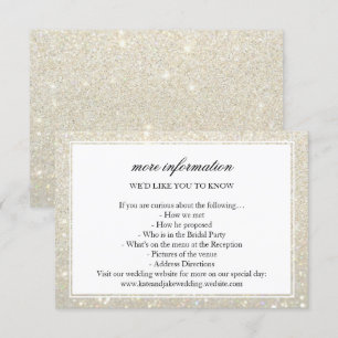 More Info Wedding Card - White Gold Glit Fab Frame