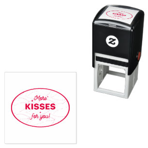 More Kisses For You Red Lips Lettering Self-inking Stamp