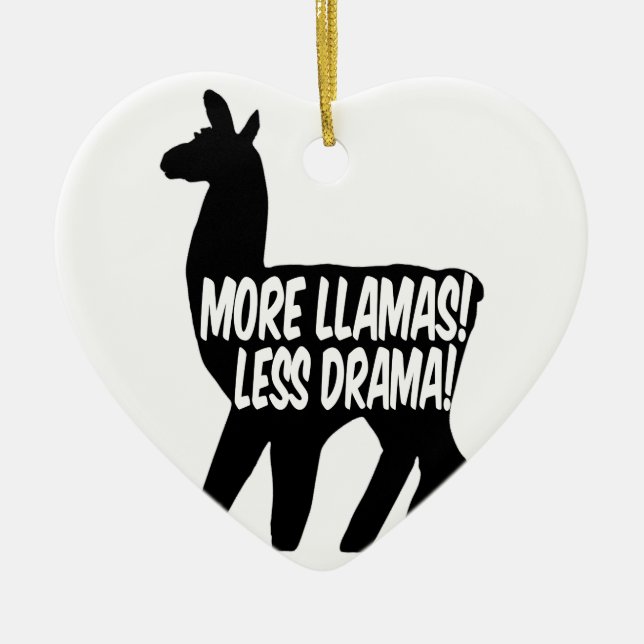 More Llamas Less Drama Ceramic Tree Decoration (Front)